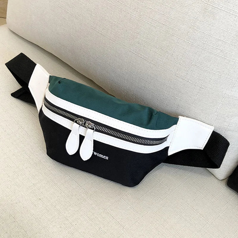Canvas Leisure Paneled Fanny Pack