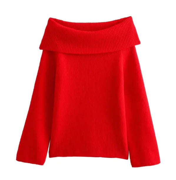 Off Shoulder Pullover Genser for kvinner