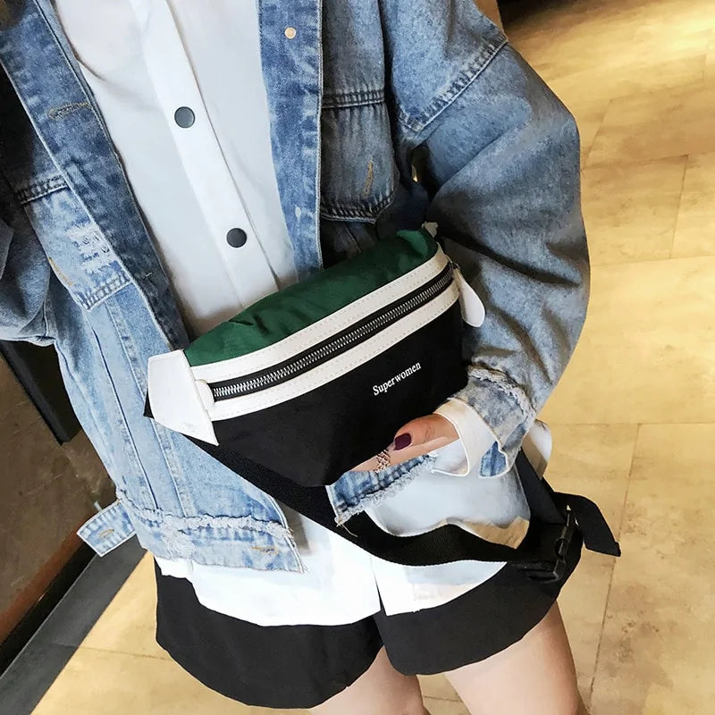Canvas Leisure Paneled Fanny Pack
