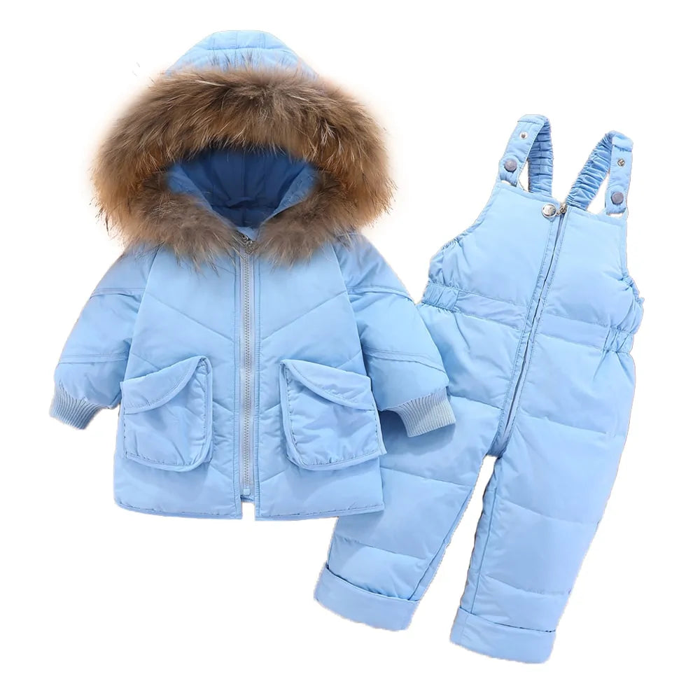 Vinter baby snødrakt hette