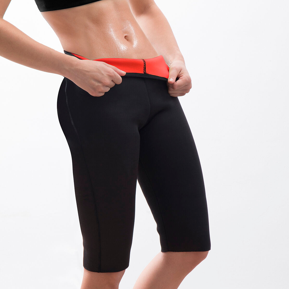 Slankende knelange sportsleggings med badstueeffekt Swaglia
