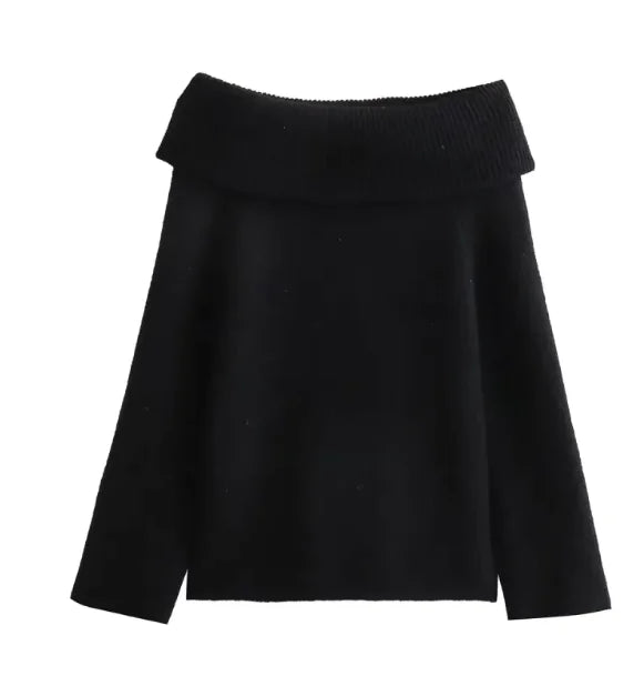 Off Shoulder Pullover Genser for kvinner