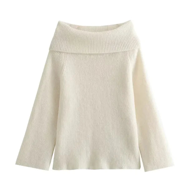 Off Shoulder Pullover Genser for kvinner