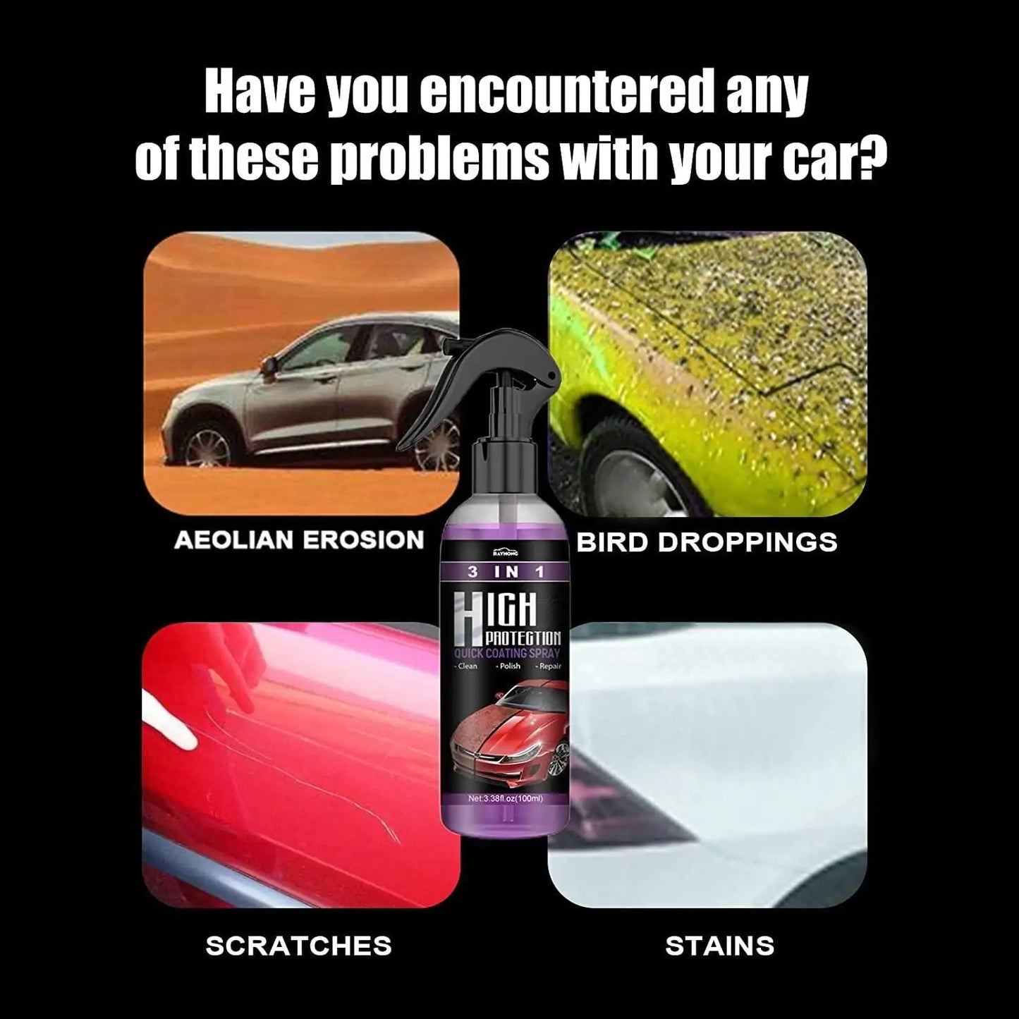 3-i-1 bilglans/skrapespray