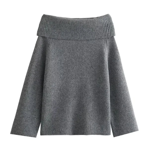 Off Shoulder Pullover Genser for kvinner