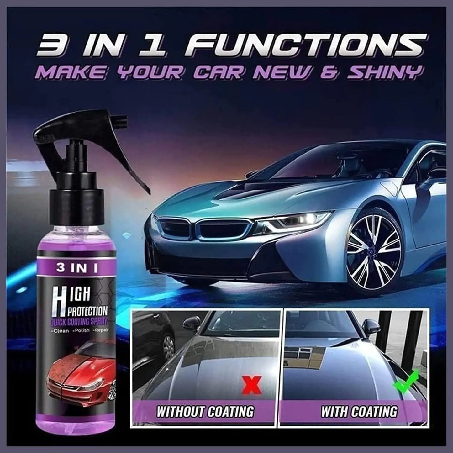 3-i-1 bilglans/skrapespray