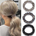 Glitter Hårstrikker med Rhinstein – 3-pakning (sølv/sort/mørkeblå)Fashey Rhinestone Hair Ties Elastic Ponytail Holder 3 Pcs Beaded Hair Scrunchies Sparkly Crystal Hair Bands Hair Accessories for Women and Girls(silverblackdark blue)