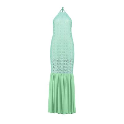 Open Back Cotton Crochet Dress Green on Green