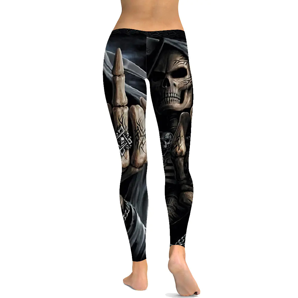 Digitaltrykkede leggings med skjelettdesign til Halloween