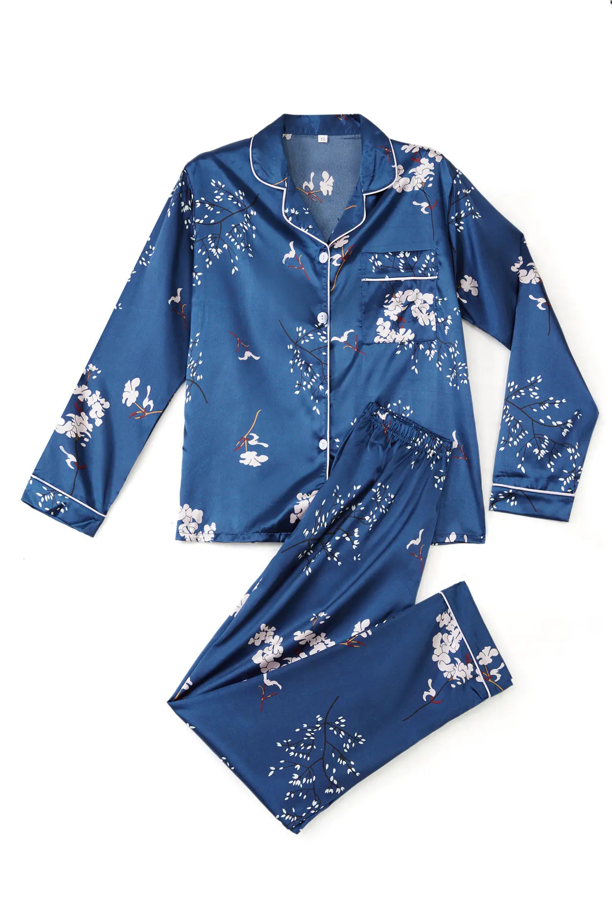 Elastic Satin Two-Piece Homewear Pajama Set for Women