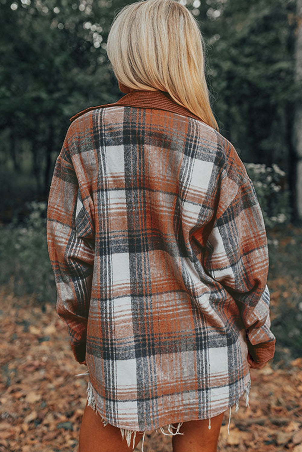 Cinnamon Plaid Corduroy Patchwork