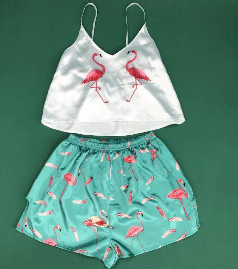 Summer Loose V-Neck Satin Pajama Set for Women