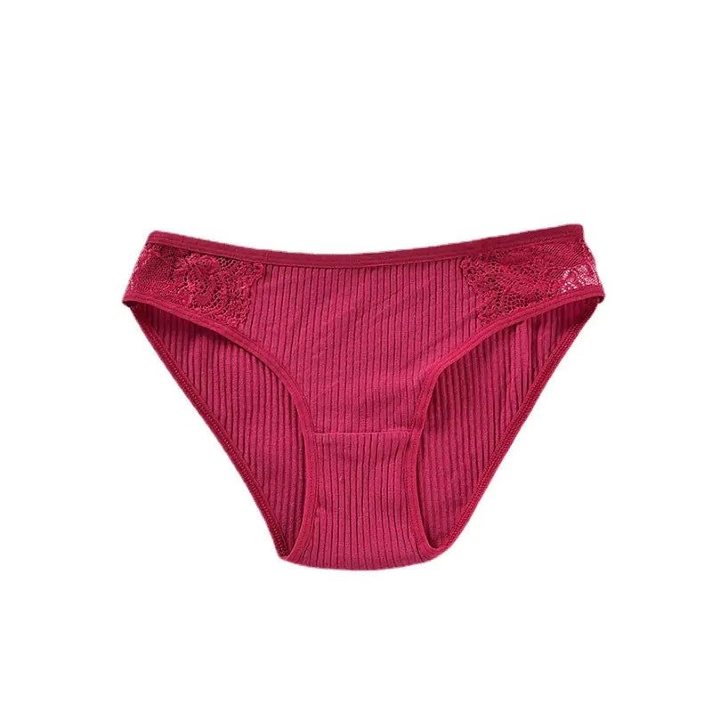 Mid-Waist Lace Cotton Seamless Women's Underwear Briefs