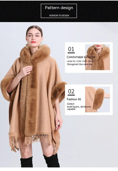 Chic Cashmere-trimmad pläd Inverness med lyxig pälskrage