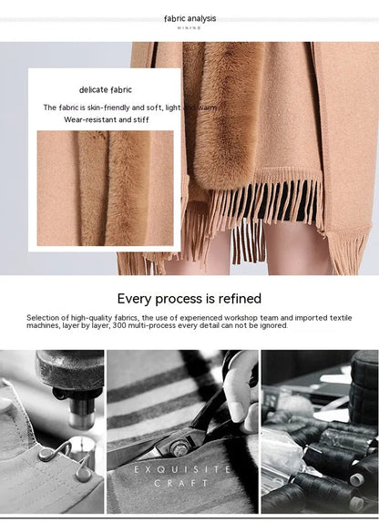 Chic Cashmere-trimmad pläd Inverness med lyxig pälskrage