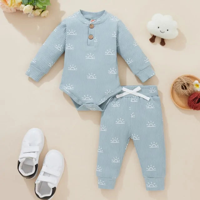 Newborn Baby Bodysuits and Elastic Pants Set