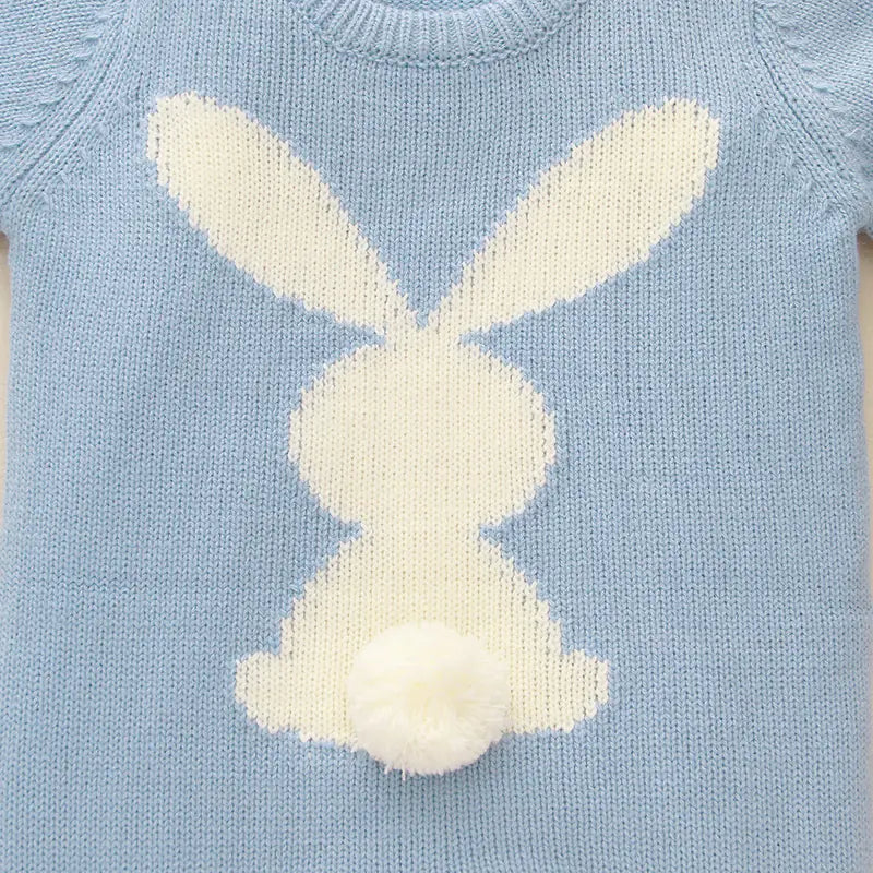 Søt kanin med pomponger og lange ermer til babyen 