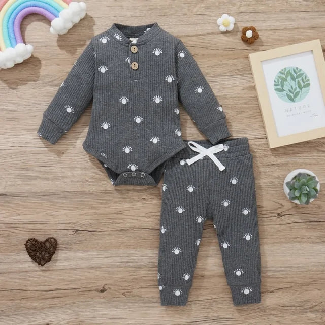 Newborn Baby Bodysuits and Elastic Pants Set