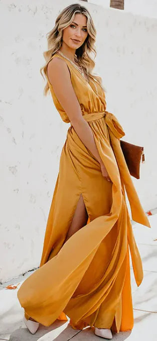 V-Neck Sleeveless Maxi Dress