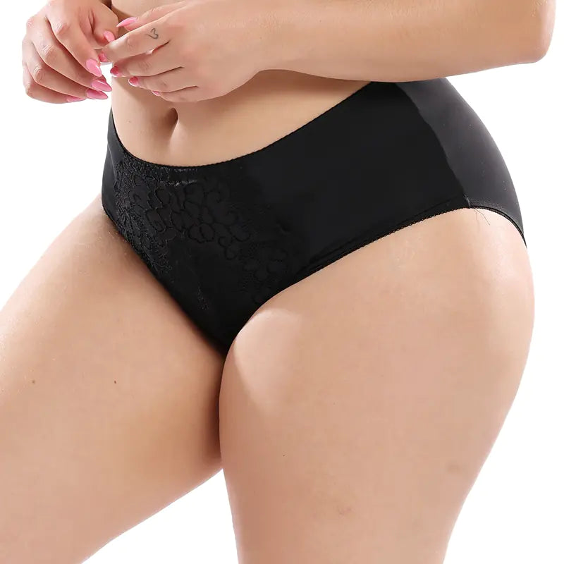 Plus Size Women's Lace High-Waist Briefs (Triangle Cut)