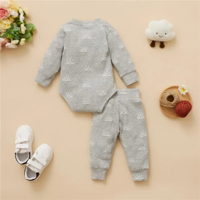 Newborn Baby Bodysuits and Elastic Pants Set
