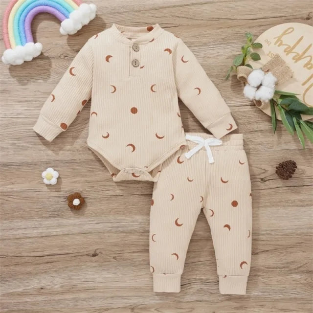 Newborn Baby Bodysuits and Elastic Pants Set