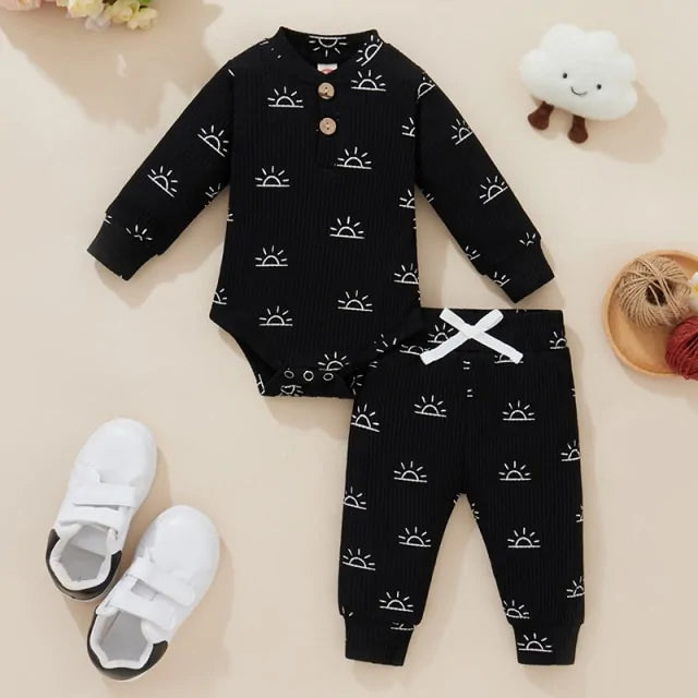Newborn Baby Bodysuits and Elastic Pants Set