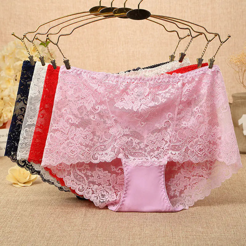 Plus Size High-Waist Lace Briefs for Women