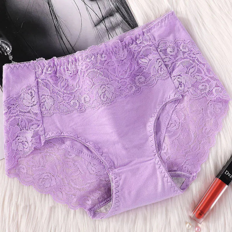 Plus Size High-Waist Lace Briefs for Women