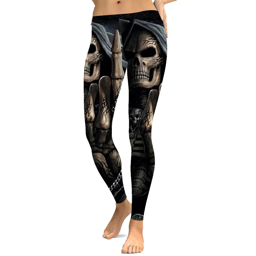 Digitaltrykkede leggings med skjelettdesign til Halloween
