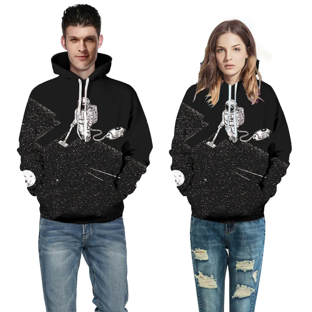 Astronaut Digital Print Hettegenser for Par (Uformell Stil)