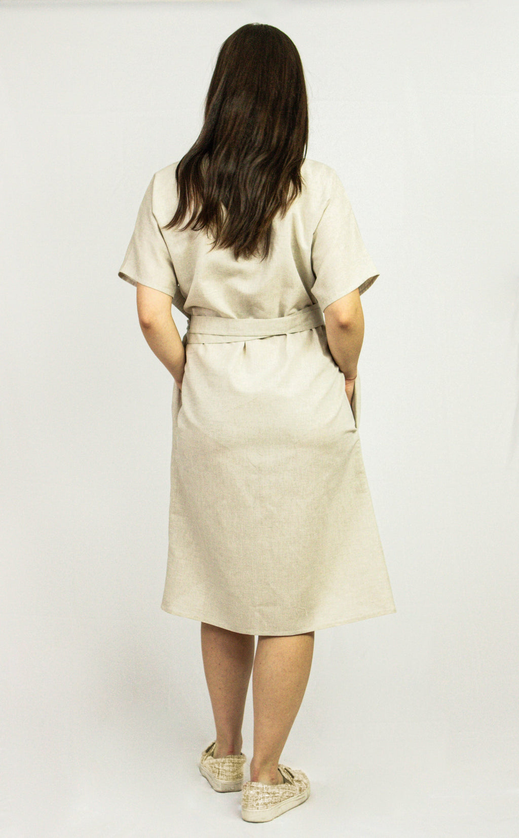 Light Grey Linen Wrap Dress