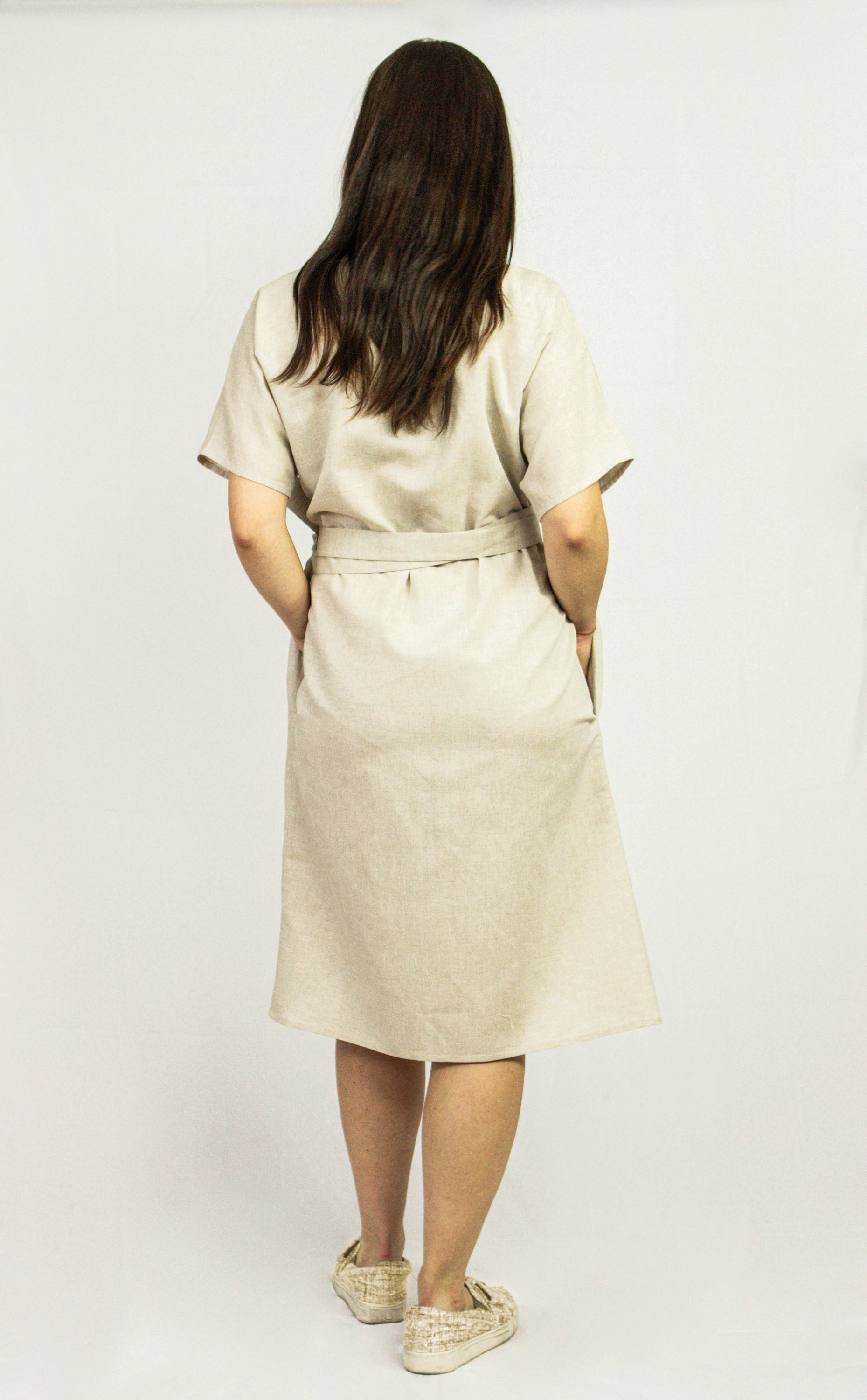 Light Grey Linen Wrap Dress