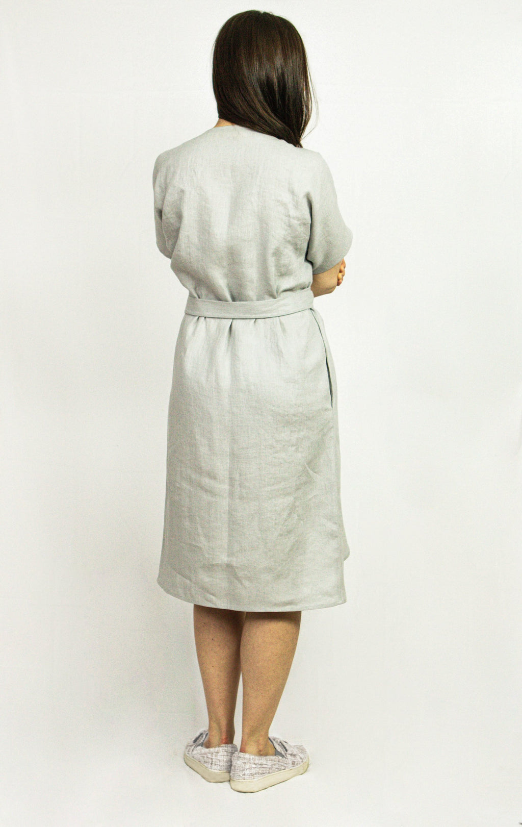 Natural Light Linen Wrap Dress