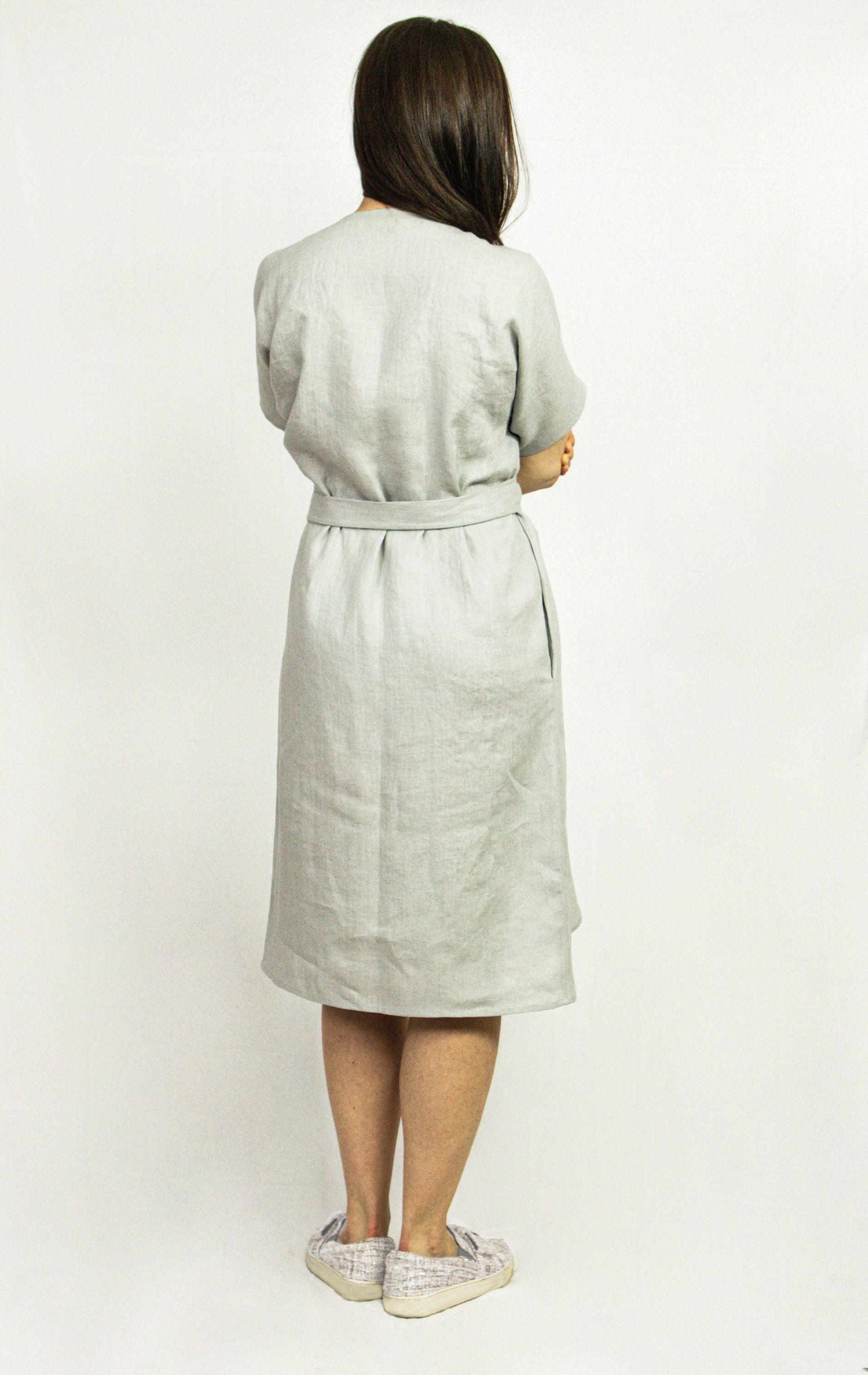 Natural Light Linen Wrap Dress