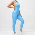 Sleeveless Zippered Yoga Jumpsuit - Tummy Control