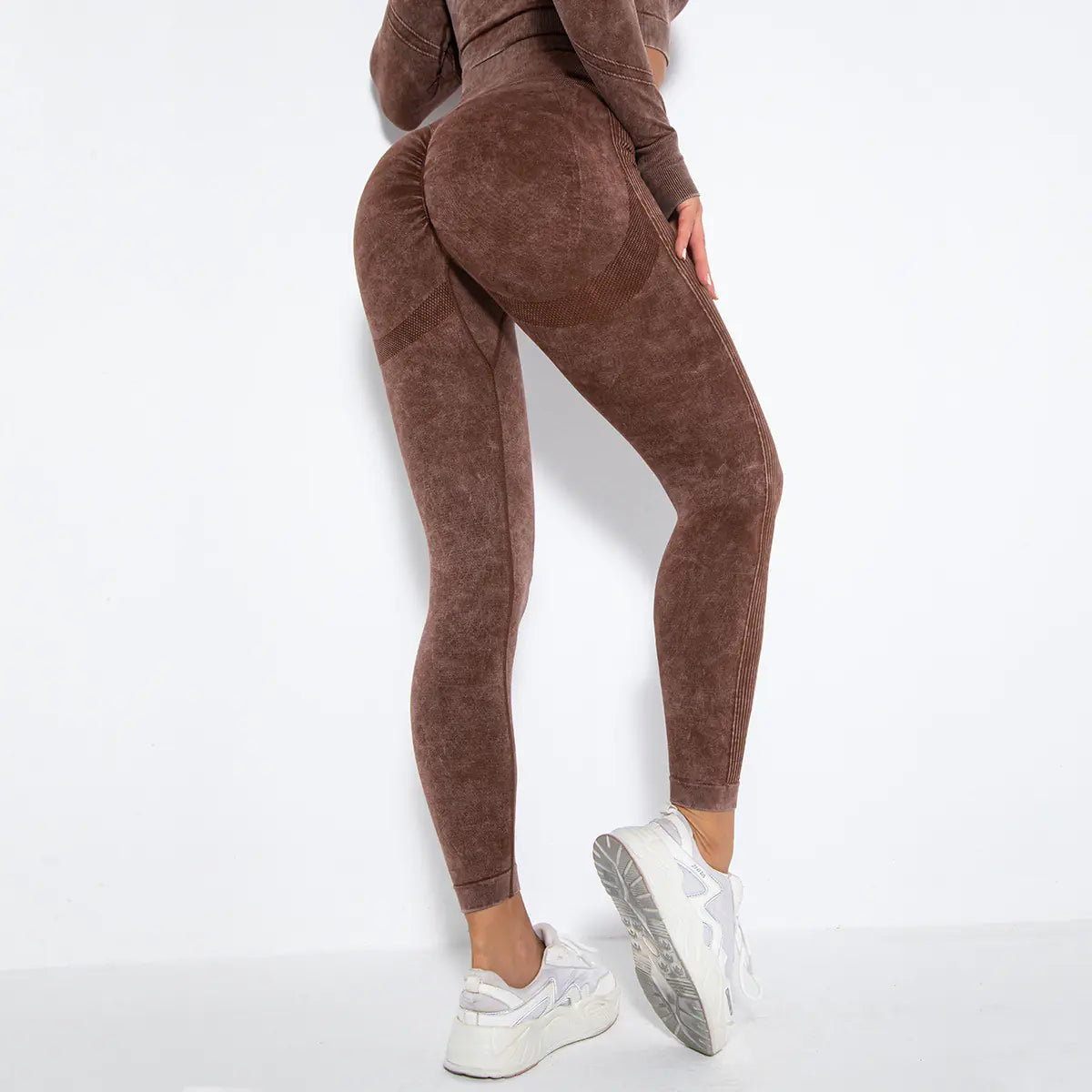 Sømløse strikkede sportsyogabukser for å forme kroppen