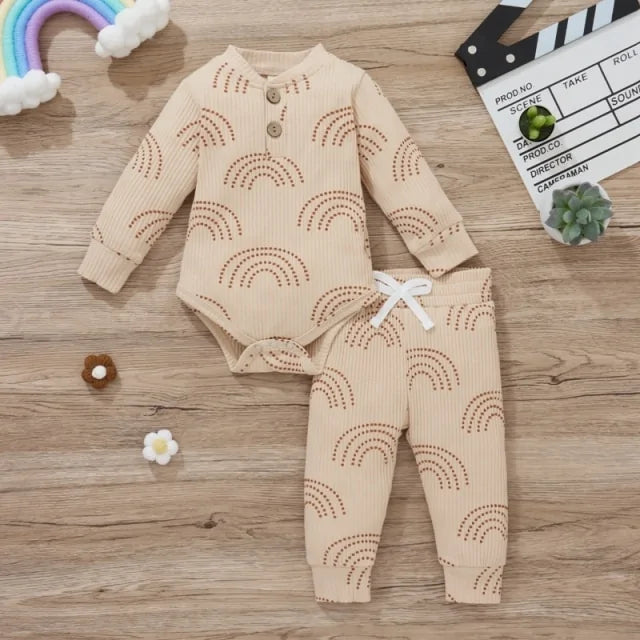 Newborn Baby Bodysuits and Elastic Pants Set