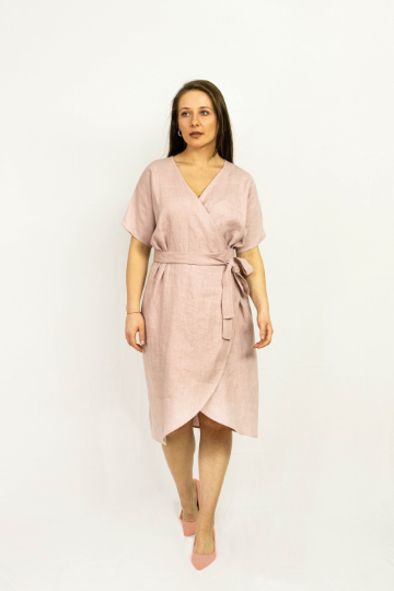 Natural Light Linen Wrap Dress