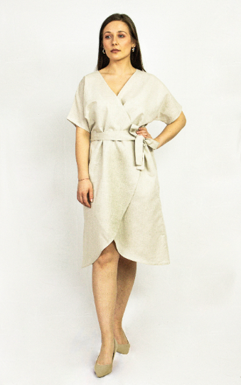 Light Grey Linen Wrap Dress