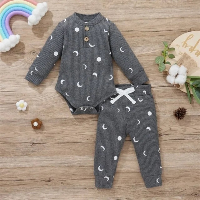 Newborn Baby Bodysuits and Elastic Pants Set