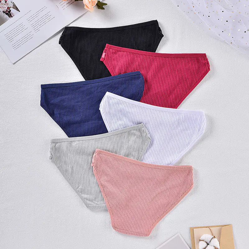 Mid-Waist Lace Cotton Seamless Women's Underwear Briefs