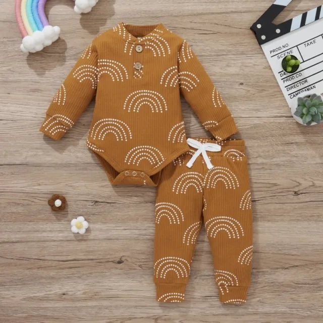 Newborn Baby Bodysuits and Elastic Pants Set