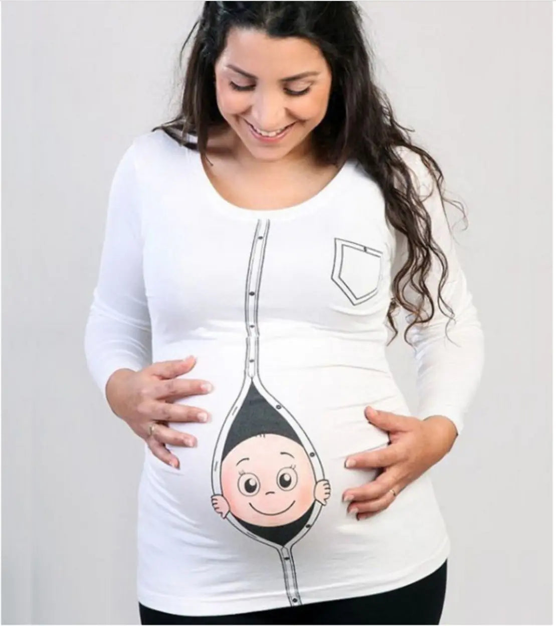 Stilig vår-sommer langermet t-skjorte for gravide