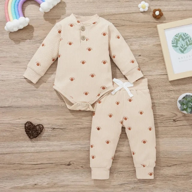 Newborn Baby Bodysuits and Elastic Pants Set
