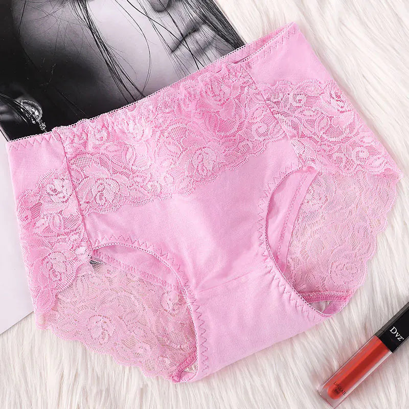 Plus Size High-Waist Lace Briefs for Women