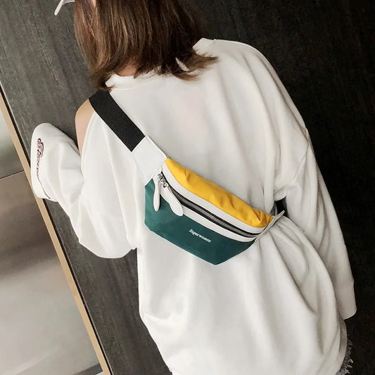 Canvas Leisure Paneled Fanny Pack