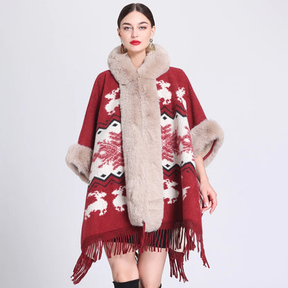 Chic Cashmere-trimmad pläd Inverness med lyxig pälskrage