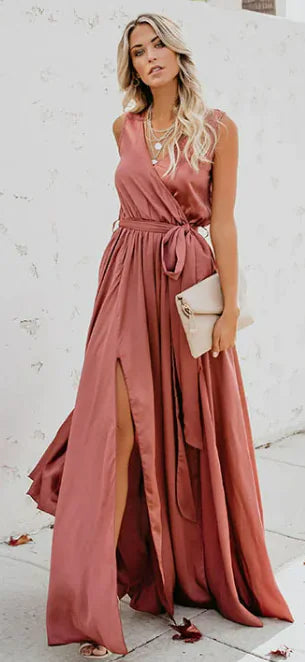 V-Neck Sleeveless Maxi Dress