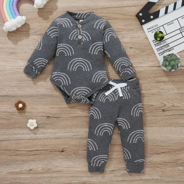 Newborn Baby Bodysuits and Elastic Pants Set
